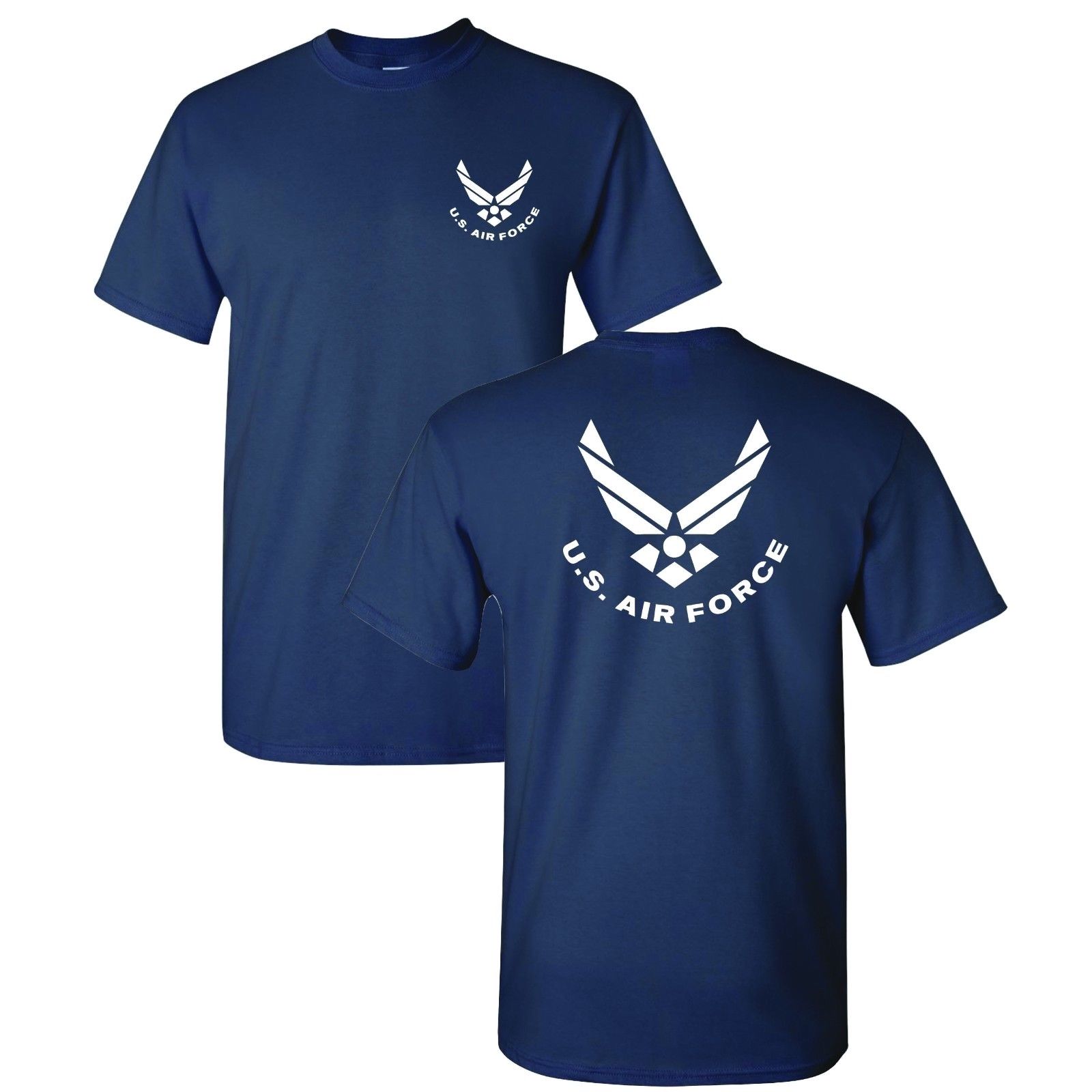 Mode Casual Mannen Katoenen T-shirt U. s. Luchtmacht Usaf Kleine Front Grote Terug Logo Navy T-shirt Cool Tees Tops Streetwear