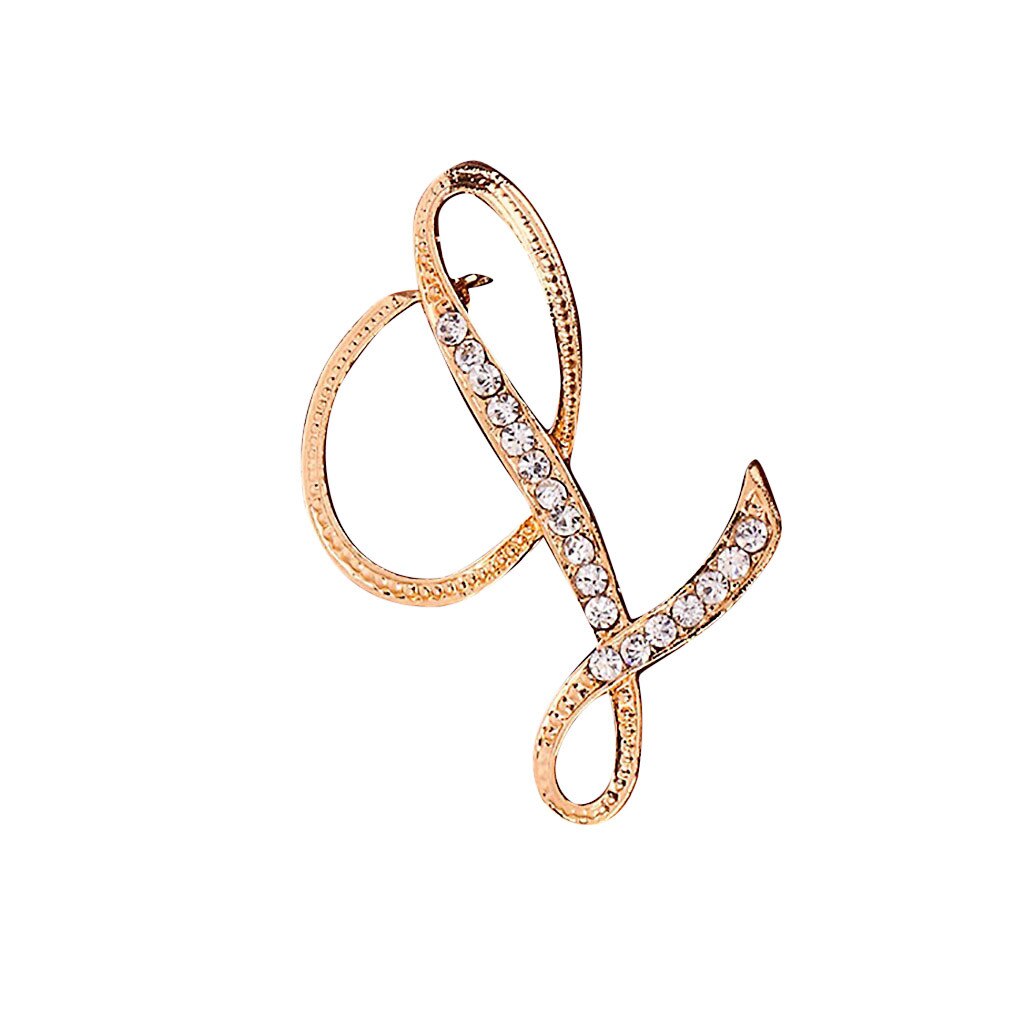 1PC Crystal 26 English Letters Brooch Metal Vintage Women Pin Couple Memorial Jewelry Love Party Garment Accessories #1029