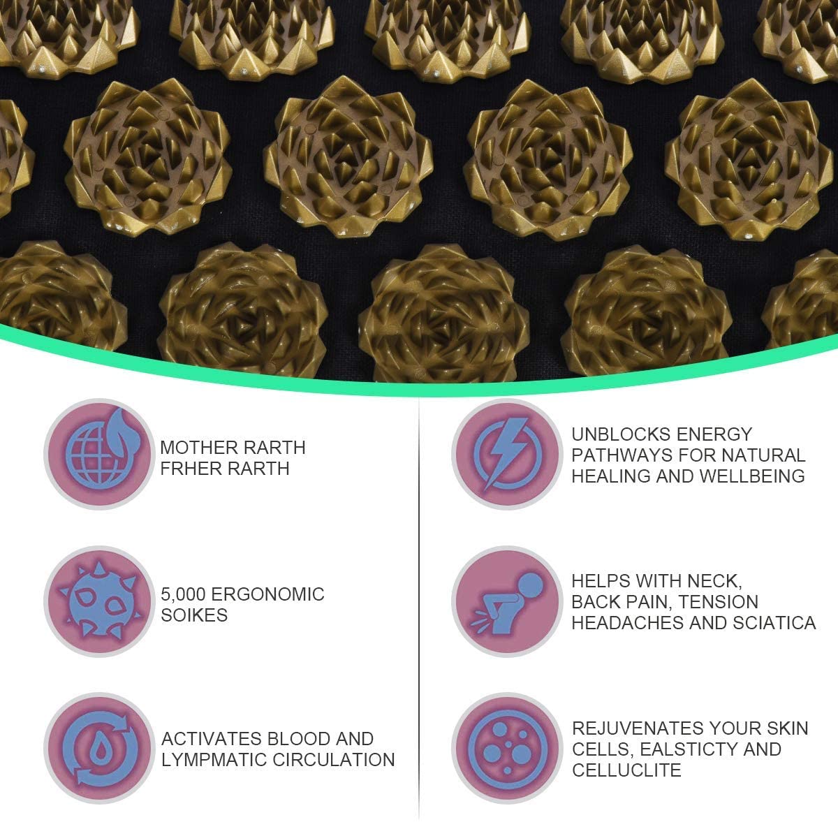 Pranamat Eco Lotus Spike Mat Acupunctuur Massage Kussen Kuznetsov's Applicator voor Nek Voet Terug Yoga Acupressuur Massage Mat