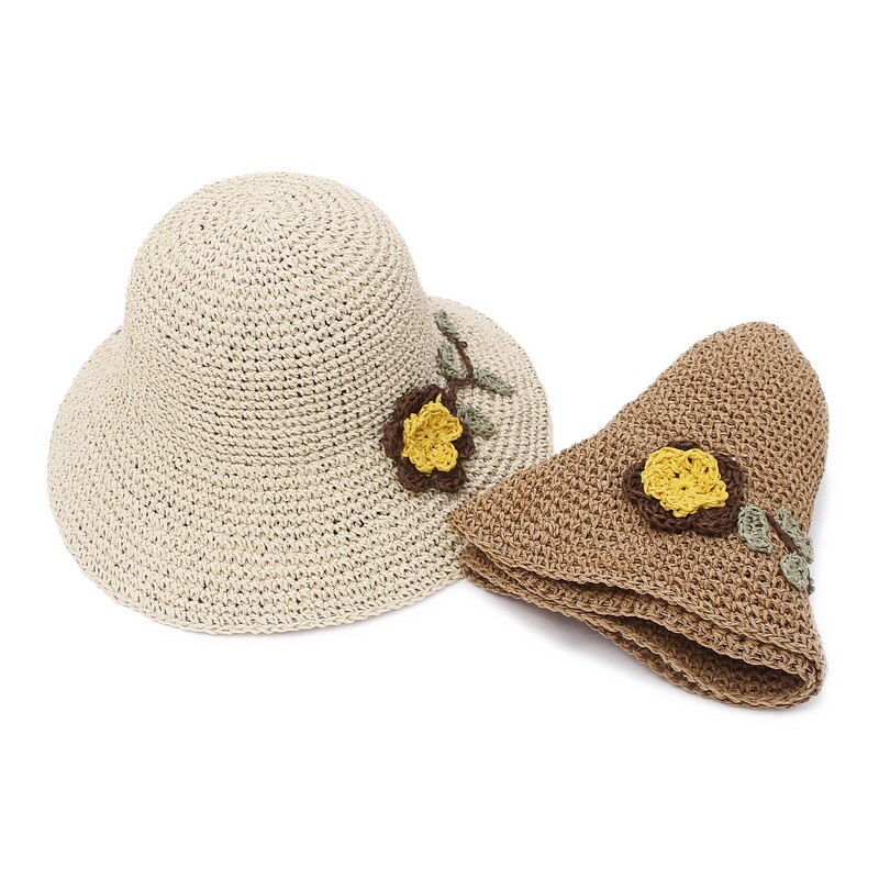 Gorące letnie wakacje kapelusz słomiany z miękkim rondem damskie damskie szerokie rondo plaża składany kwiat słomkowy kapelusz przeciwsłoneczny