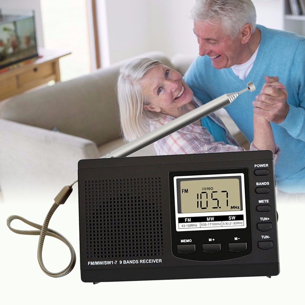 Digital Display Portable Radio FM AM Shortwave Radio Muti-band Stereo Sound Effect Radio Test Sports Radio