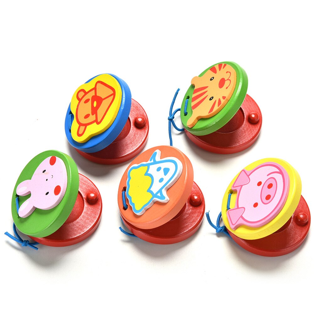 IRIN 1Pc de dibujos animados castañuelas niños encantadores castañuela de madera Clapper de instrumento Musical de y
