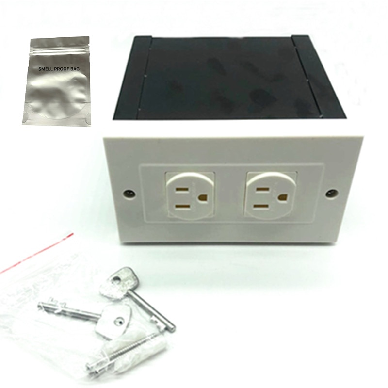 Imitation Double Plug Socket Wall Safe Security Secret Hidden Stash Box Covert Diversion Safe with a food grade smell proof bag