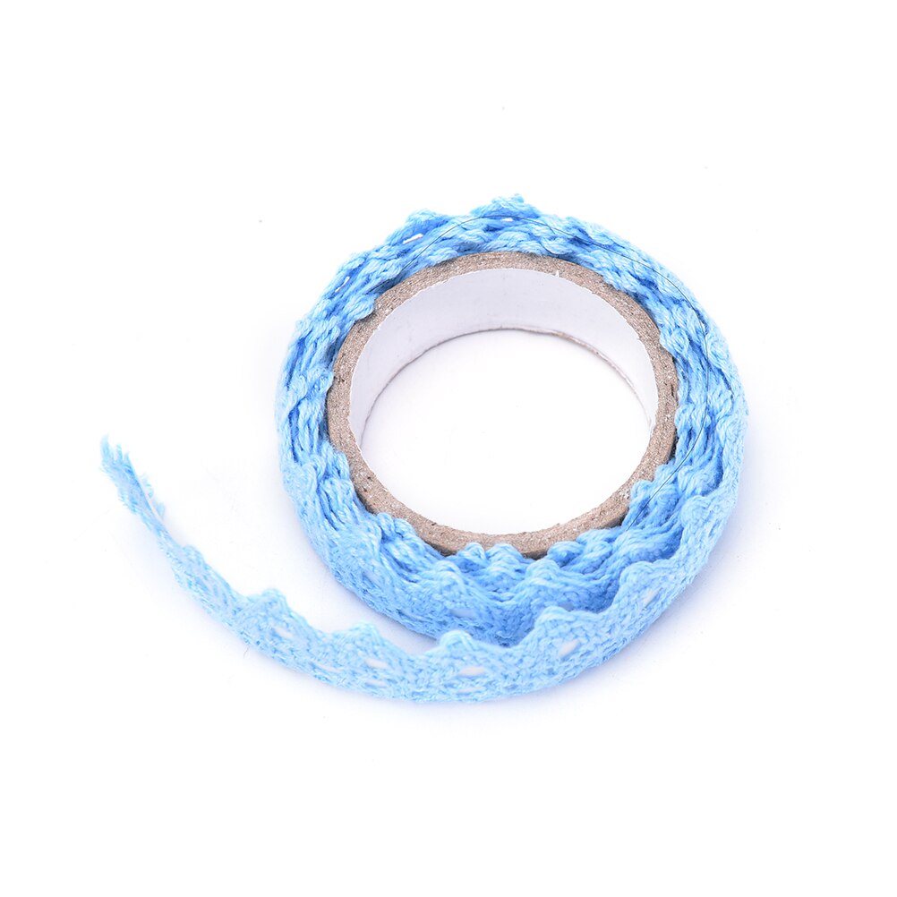 1Stck Baumwolle Spitze Stoff Weiß Häkeln Spitze Rolle Band betroffen Klebeband Aufkleber Handwerk Dekoration Schreibwaren: Blau