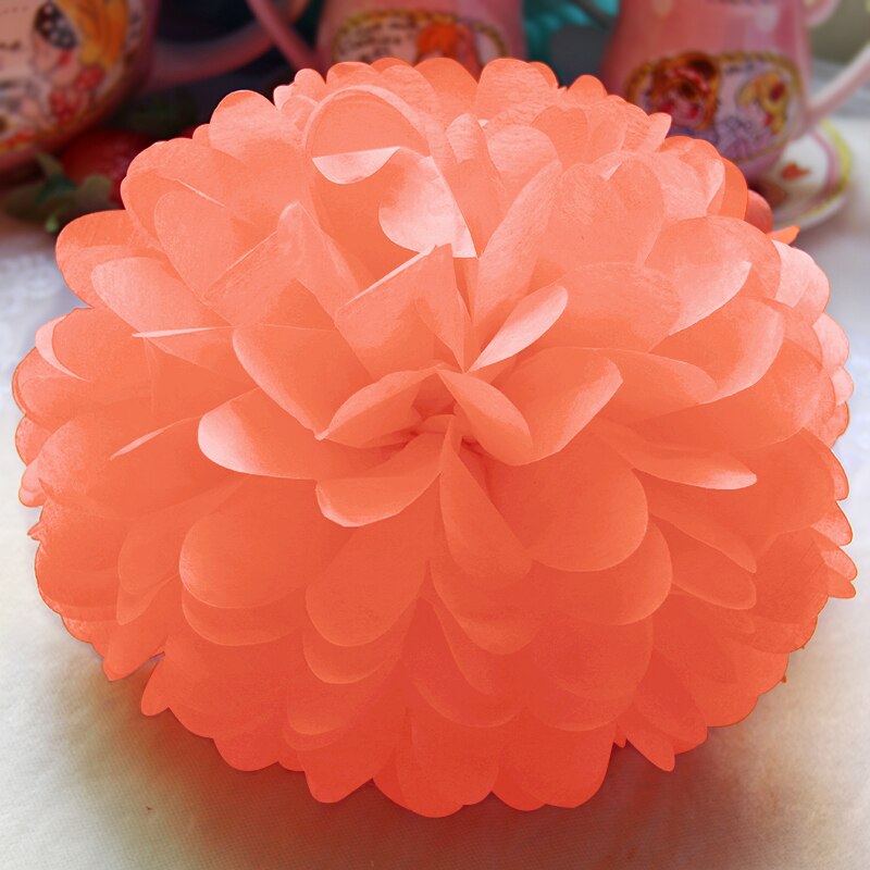10cm 4inch Tissue Paper Flower Balls for Wedding Baby Shower Birthday Party Decoration Home Garden Decor Paper Pom Poms Pompoms: PeachOrange