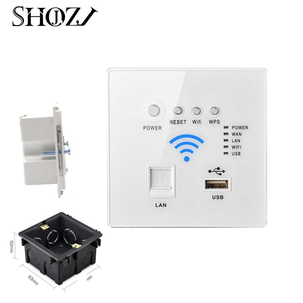 SMART HOME 300M Wall Embedded AP Wireless WIFI Router Wall Socket Panel WiFi Repeater USB LAN 3G SHOJZJ
