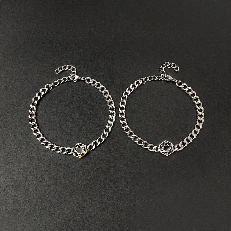 Vintage Rvs Metalen Ketting Armband Mannen Joodse Davidster Armband Voor Mannen Vrouwen Paar Armband Voor Lover ZR-01