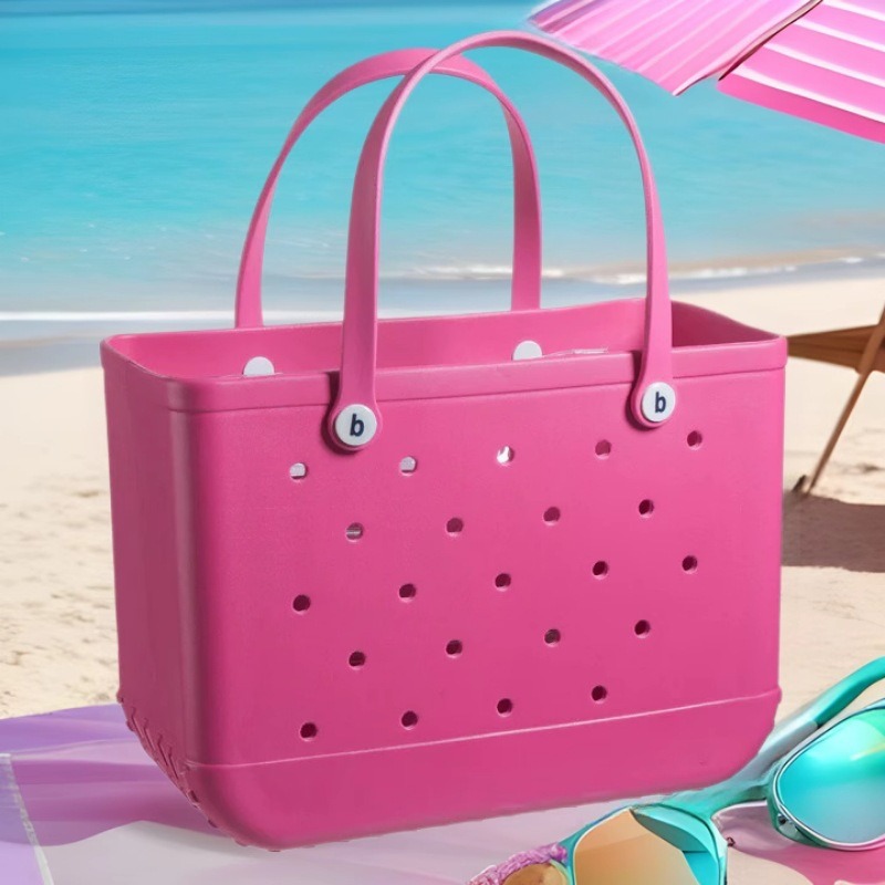 M/L/XL EVA Strandtas Mode Waterdichte Rubberen Picknick Opbergmand Vrouwen Reizen Winkelen Tote Schouder Effen Kleur Jelly Bag