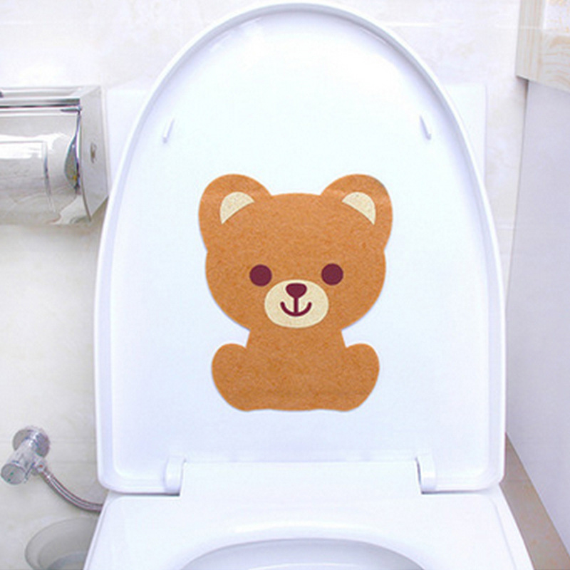 Fortykket filt tegneserie klistermærker badeværelse toilet wallsticker boligindretning forsyninger toilet deodorant klistermærke: 2