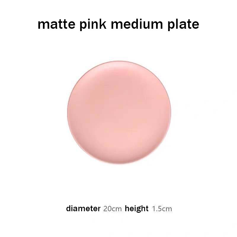 4 Sizes Matte Pink Plates Dinnerware Dishes for Serving Modern Plate Sets Dinner Set Japanese Tableware Plates Food Bone China: matte medium plate
