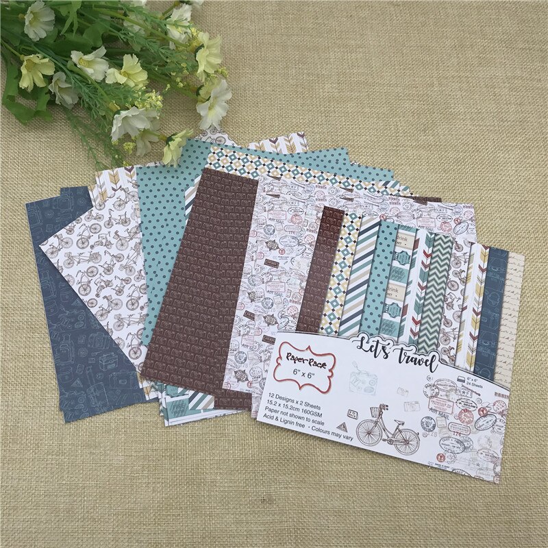 24 sheet 6"X6"travel of the flower patterned paper Scrapbooking paper pack handmade craft paper craft Background pad