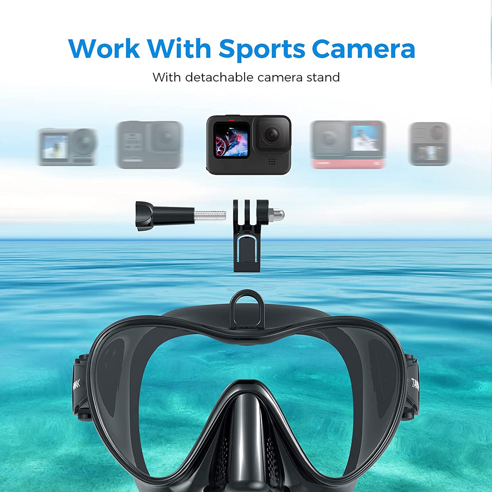Ensemble de lunettes de plongée avec support de tuba sec, pour Gopro, masque de plongée , équipement spécial de piscine