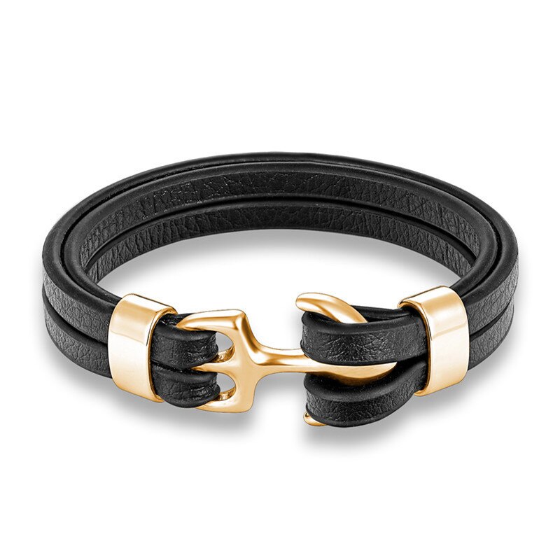 Creatieve Mode Persoonlijkheid Anker Rvs Lederen Armband In Meerdere Kleuren: 05