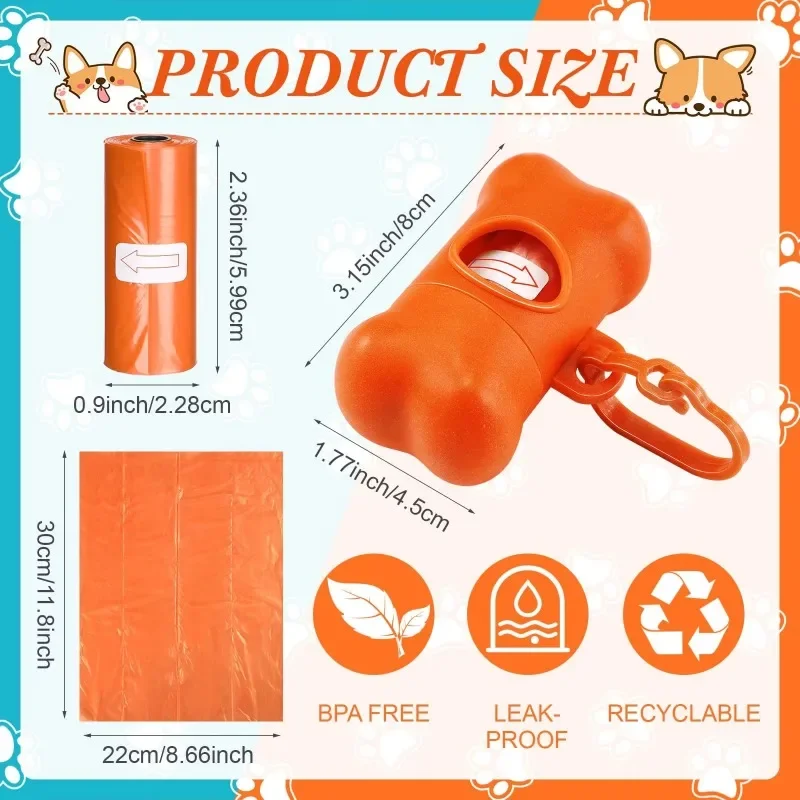 Sac de merde de chien distributeurs en forme d'os avec sacs de déchets pour animaux de compagnie sacs de déchets de chien sacs de merde sur un rouleau sac de merde de nettoyage