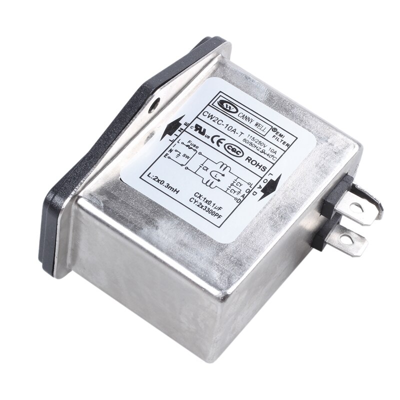 Solder Lug Terminals IEC 320 C14 EMI Filter + Boat Switch + Fuse Holder