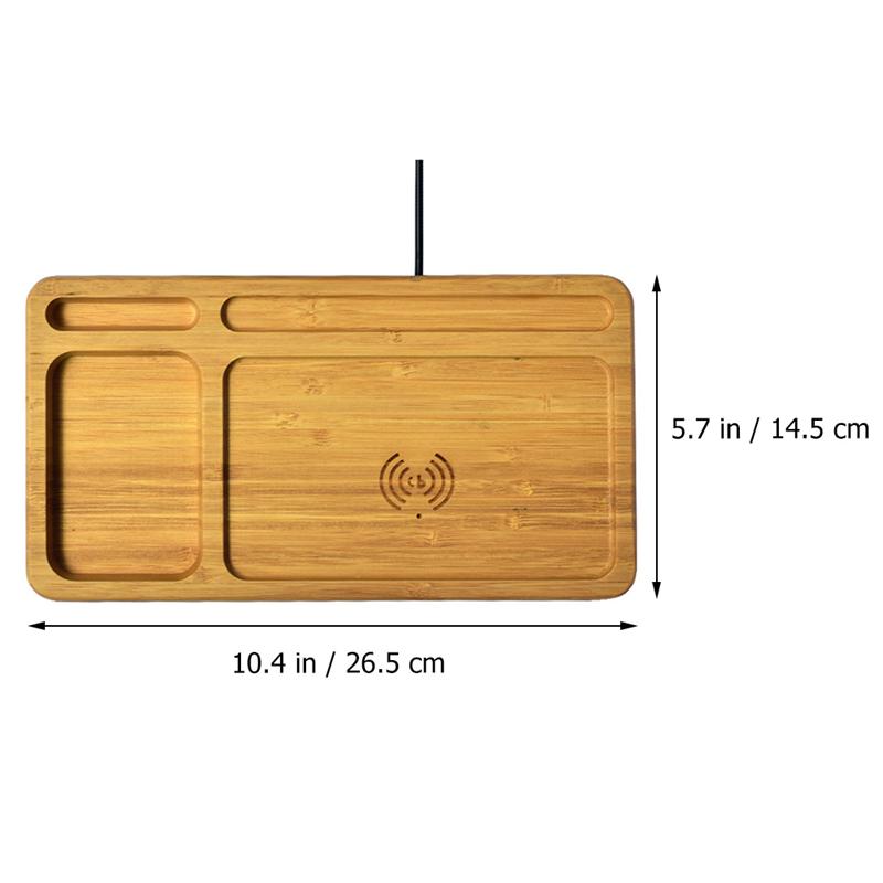 2 in 1 Simple Desktop Organizer Storage Tray Wireless Charger