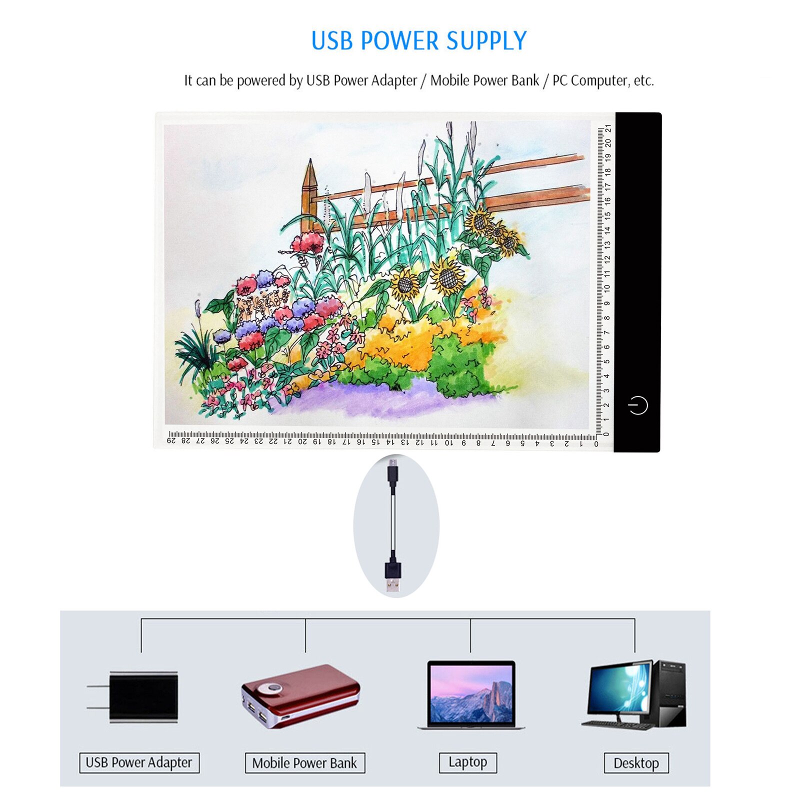 Tracing Light Box A4 LED Light Pad Tracer Copy Board Tracing Light &USB Cable