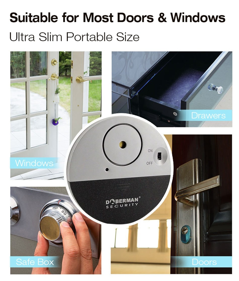 DOBERMAN SECURITY SE-0106 Entry Defender With Chime Home Electronic Wireless Vibration Sensor Home Security Alarm Door Window