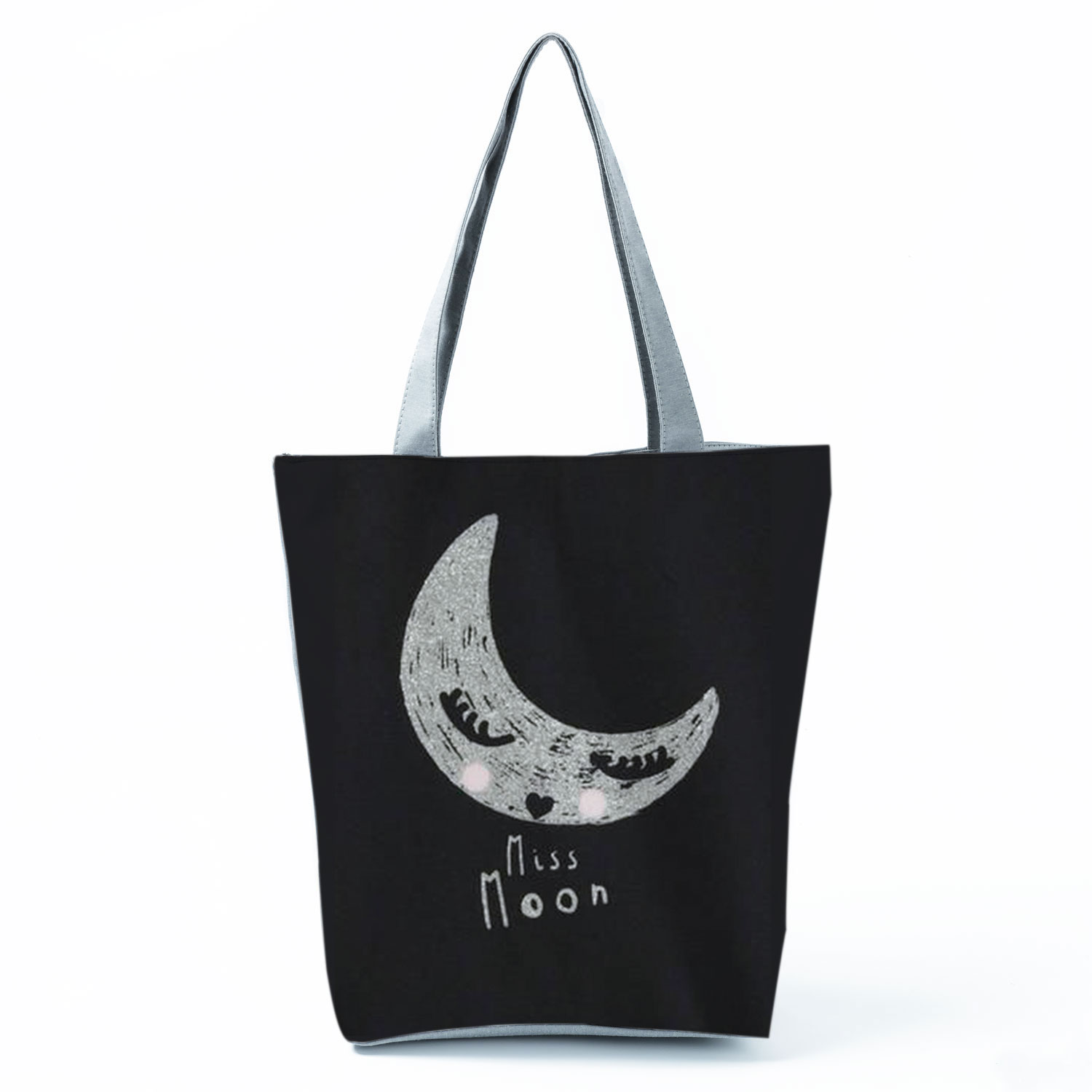 Bloemen Daisy Gedrukt Handtassen Eco Herbruikbare Shopping Bag Tote Hoge Capaciteit Vrouwen Schoudertas Oranje Reizen Strand Opbergtas: hl0815 Moon