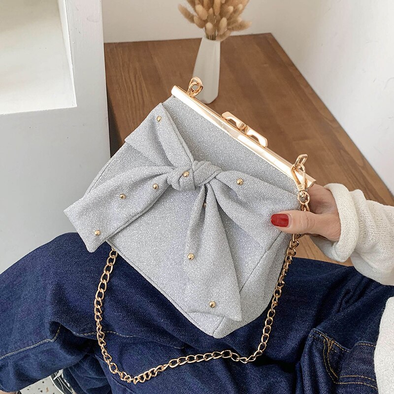 blendend Großen Bogen Süße Mädchen Frauen Geldbörsen und Handtaschen Crossbody-tasche Schulter Kette Tasche Weibliche Handtasche Totes für Weibliche beutel