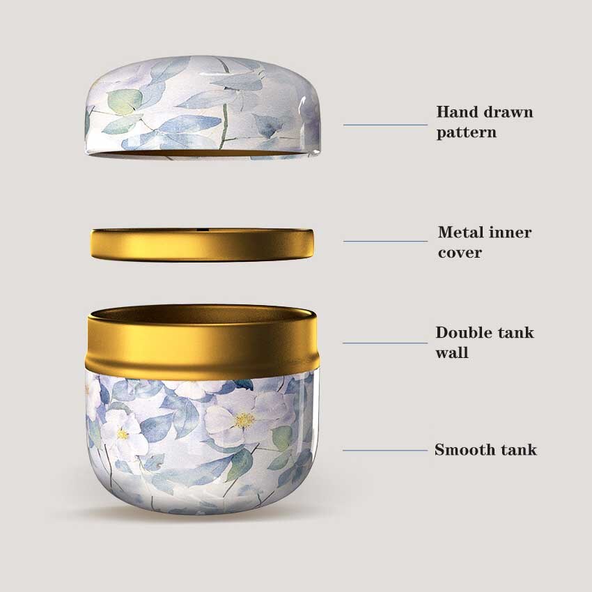 Mini Tea Storage Containers Tea Coffee Tins Flowers Pattern Food Storage Box for Herb Candy Chocolate Sugar Spices Candle