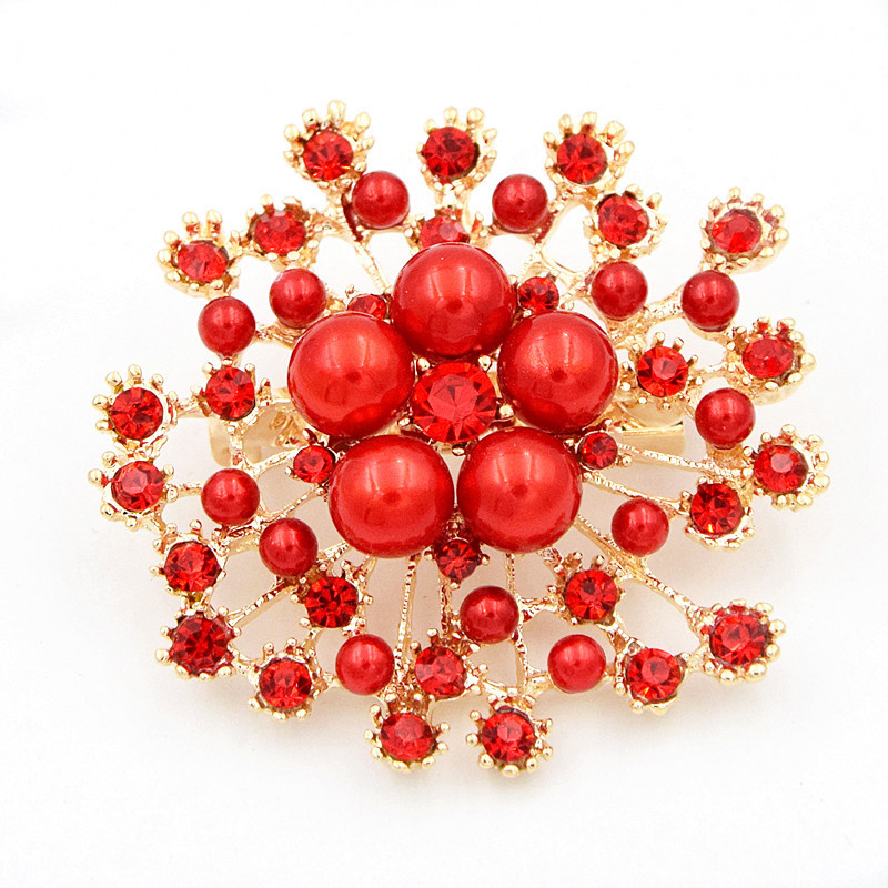 Accessoires pour vêtements pour femmes, grand flocon de neige, perle, cristal, broche à fleur exquise