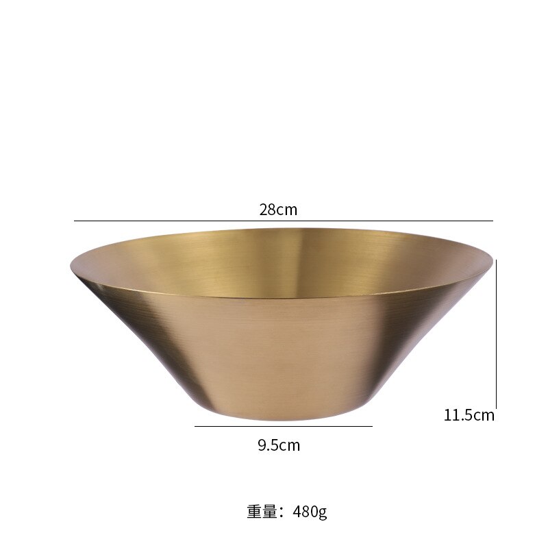 Korean style stainless steel ramen bowl 304 stainless steel single layer cold noodle bowl super large bowl popular: 28cm golden bowl
