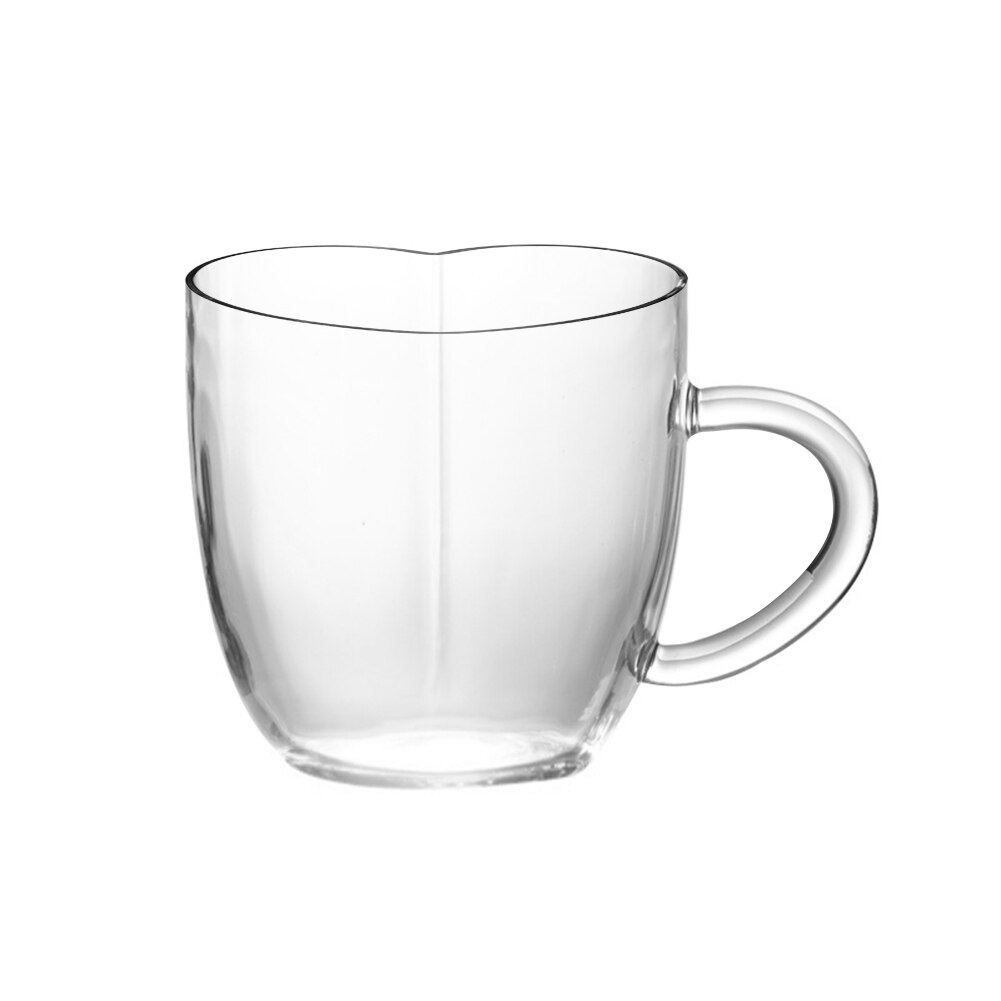 Couple Lover Single Walled Heart Shaped Glass Cup Juice Coffee Mug with Handle: Transparent Right