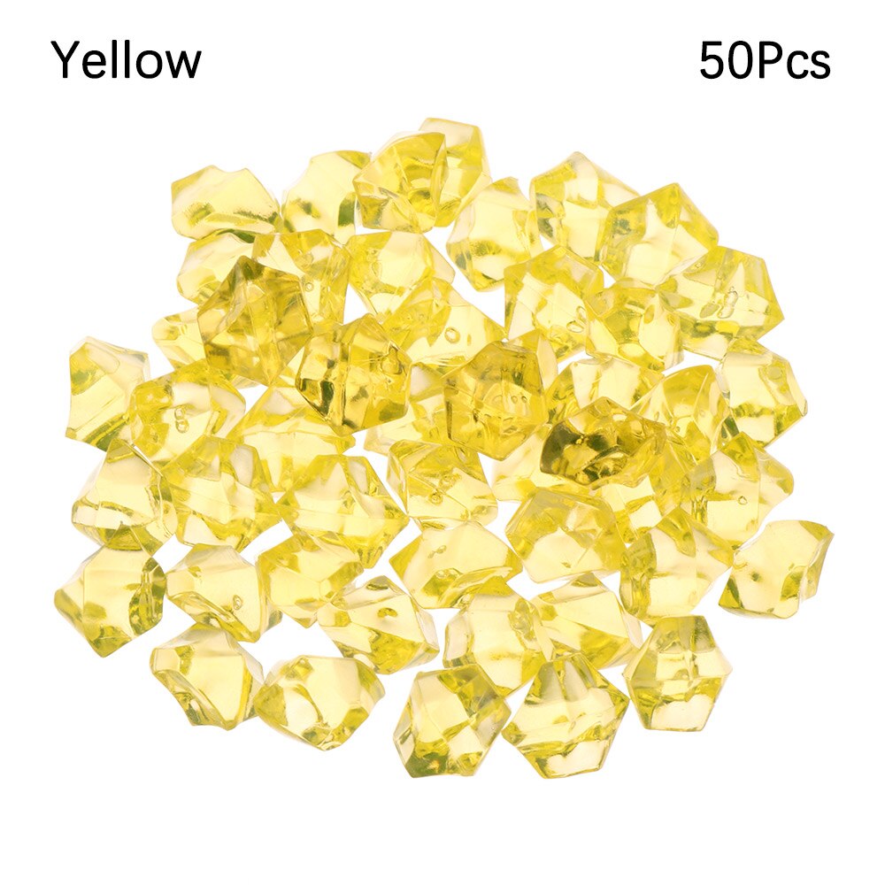 50Pcs/bag Colorful 1.4*1.1cm Aquarium Acrylic Stones Crystal Ice Cubes Decor Vase Filler Pebble Fish Tank Decor Flower Pot Decor: yellow