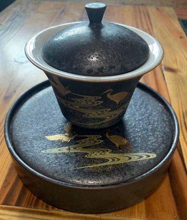 Japansk retro terrin stort lergods kung fu sancai skål manuel dækning kop te skål keramisk tesæt gaiwan sopera de ceramica: Skåle og gryder c