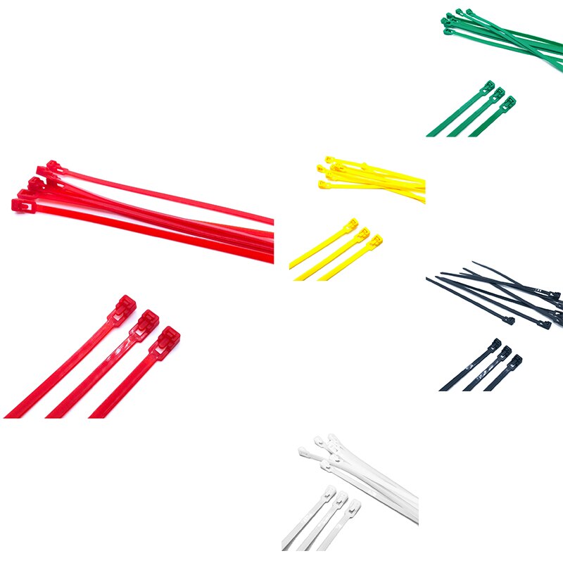 200Mm Losmaakbare Kabelbinders Gekleurde Kunststoffen Herbruikbare Kabelbinders Lus Wrap Nylon Kabelbinders Bundel Ties 100 Stuks
