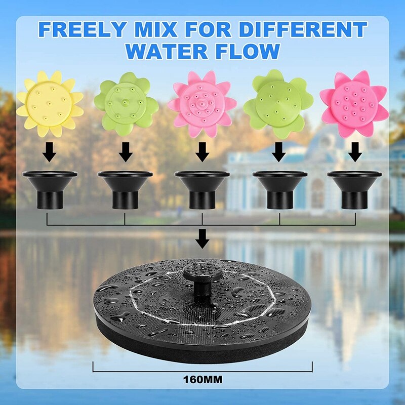 Vogel Bad Solar Fontein Pomp, 3W Zonne-energie Fontein Pomp Met 9 Nozzles, solar Vogel Bad Fontein, Geschikt