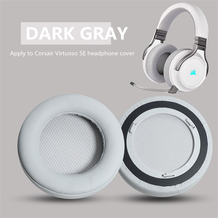 Ersatz Ohrpolster für CORSAIR VIRTUOSO RGB Drahtlose SE Headset Kopfhörer Leder Hülse Kopfhörer Ohrenschützer: GRAY