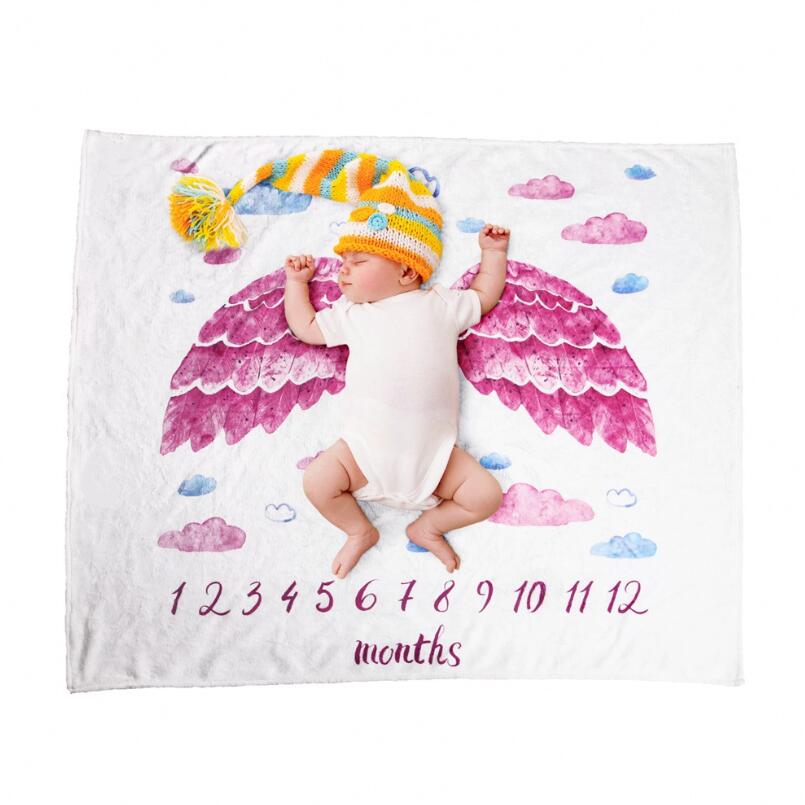 Zachte Flanellen Deken Gedenkteken Foto Achtergrond Baby Photo Props Baby Maandelijkse Groei Milestone Deken Warmswaddling Wrap: 8