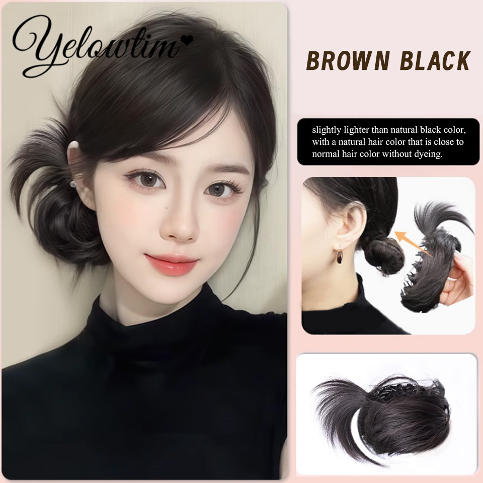 Coque pedaço de cabelo em linha reta chignon extensão mini faixa de borracha cabelo bun scrunchies sintético donut peruca acessório updo bun cabelo