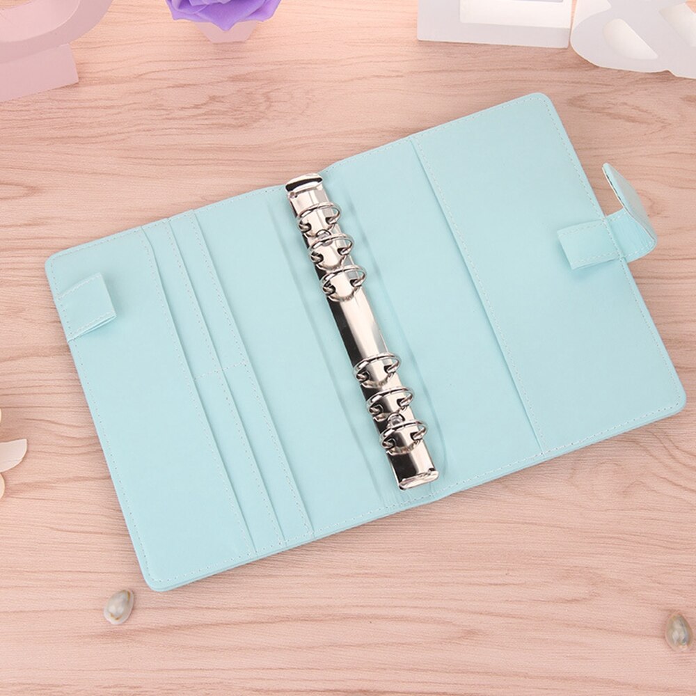 Preciosa funda para cuaderno A5/a6 de piel con hojas sueltas, carpeta con espiral, Color de macarrón, artículos de papelería, funda de repuesto para libro planificador Kawaii
