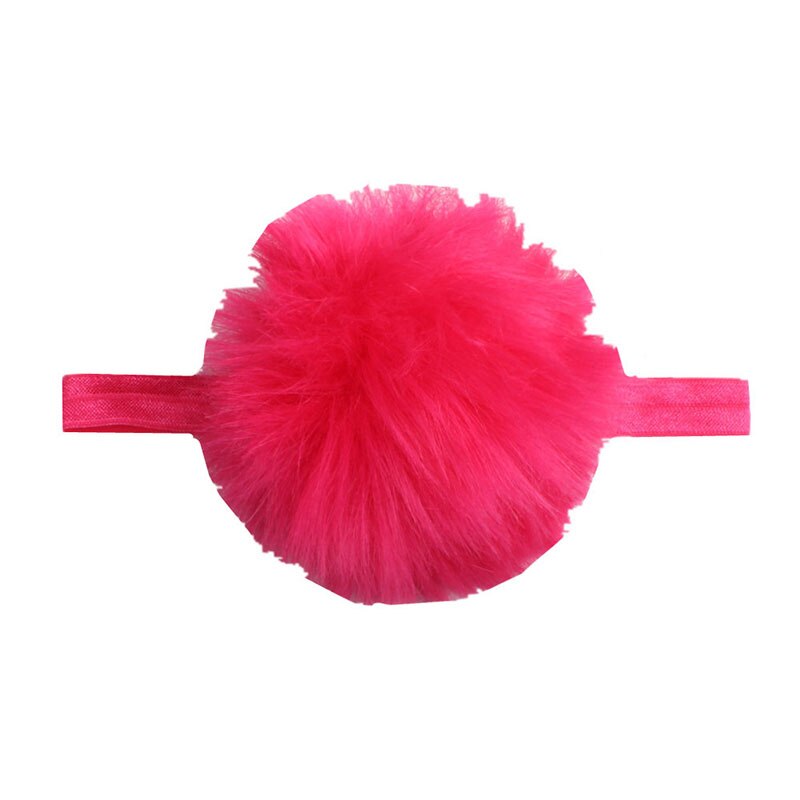 Diadema con pompones de piel sintética para bebé, bandanas elásticas de algodón para niño, turbante para bebé, accesorios para el cabello para bebé: style 2 rose red