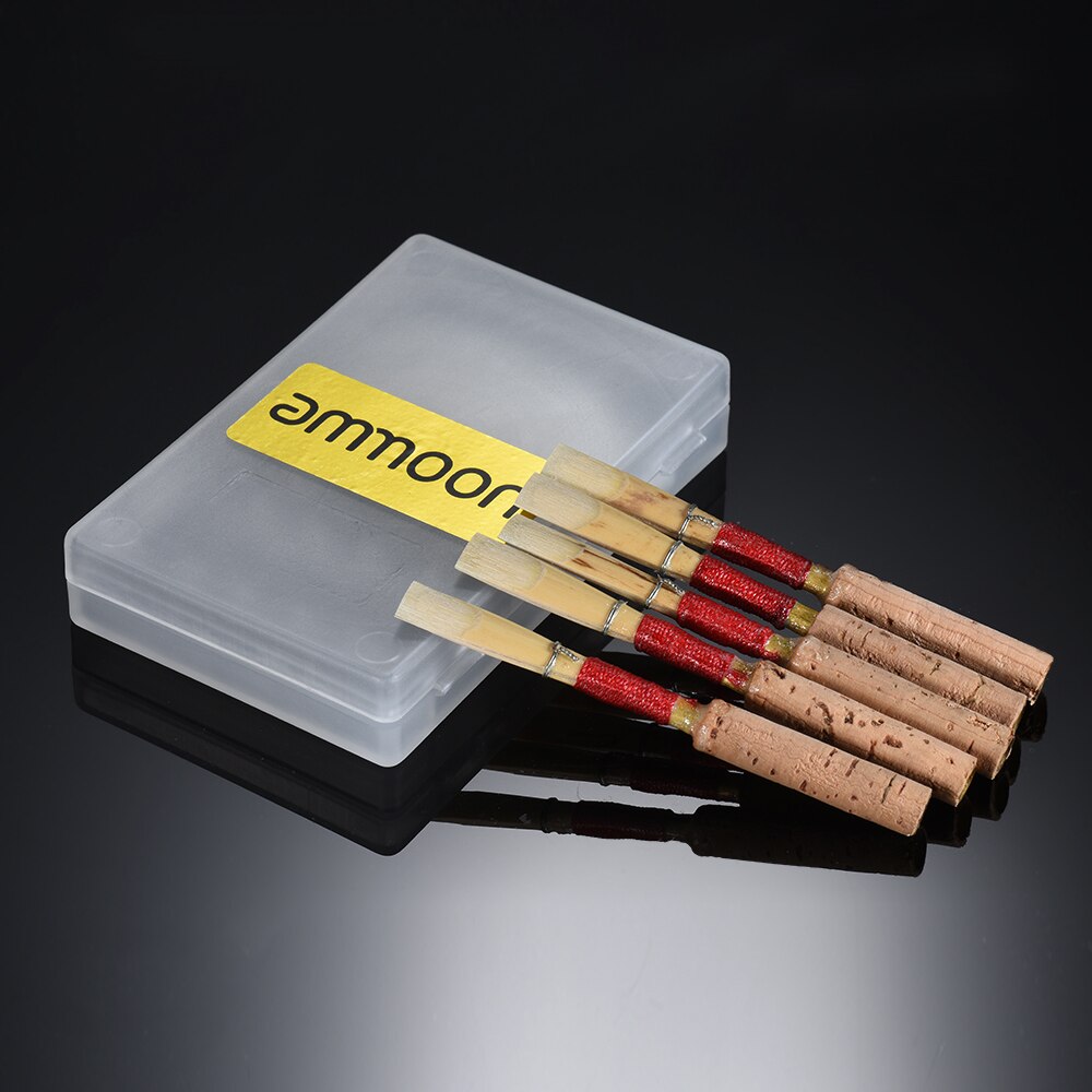 Ammoon Oboe Reeds - 5pcs Set - with Plastic Case - Woodwind Instrument Parts