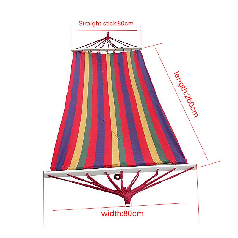 Outdoor Furniture Canvas Fabric Double Wood Spreader Bar Stick Hammock Tent Outdoor Camping Swing Hanging Two-person Hammock Bed: Colorful Style B