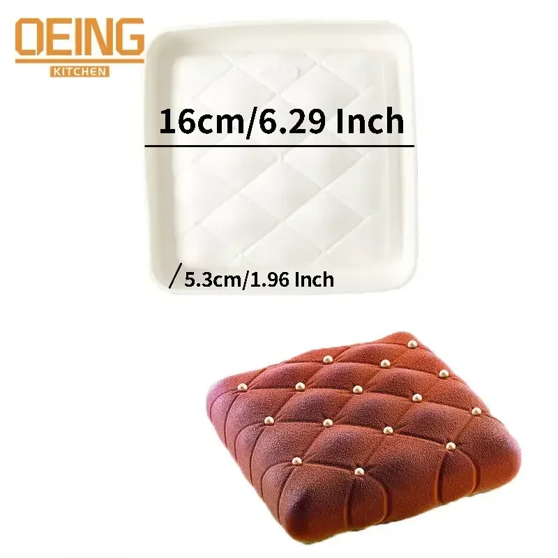 Molde de silicona para pastel en forma de cubo, molde de silicona para Mousse DIY, herramienta para pan y magdalenas para hornear, pastelería, postre, pastel, plantilla para hornear: Oro