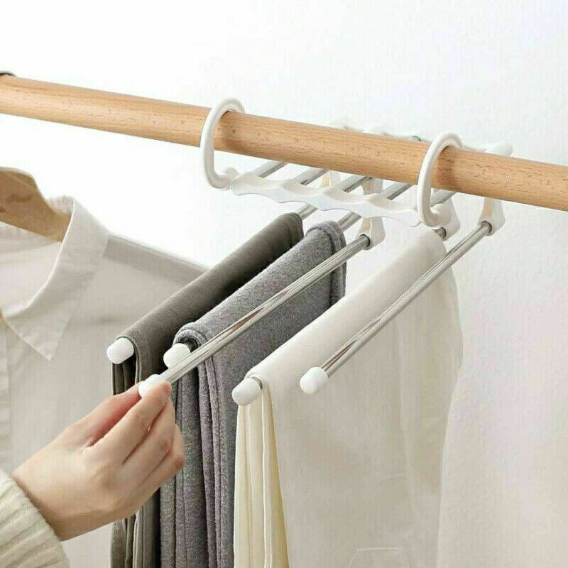 5 In 1 Rvs Broek Rack Multilayer Opslag Doek Hanger S Vorm Broek Hangen Garderobe Afwerking Artefact