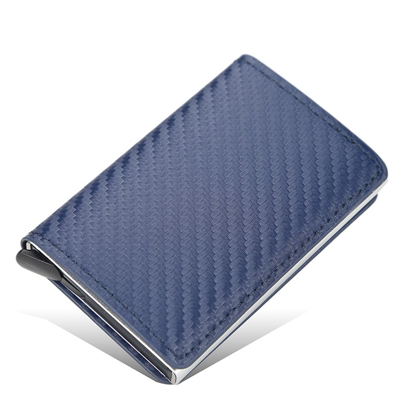 Carbon Fiber Rfid Blocking Mannen Creditcardhouder Lederen Bank Card Wallet Case Kaarthouder Bescherming Portemonnee Voor vrouwen: blue