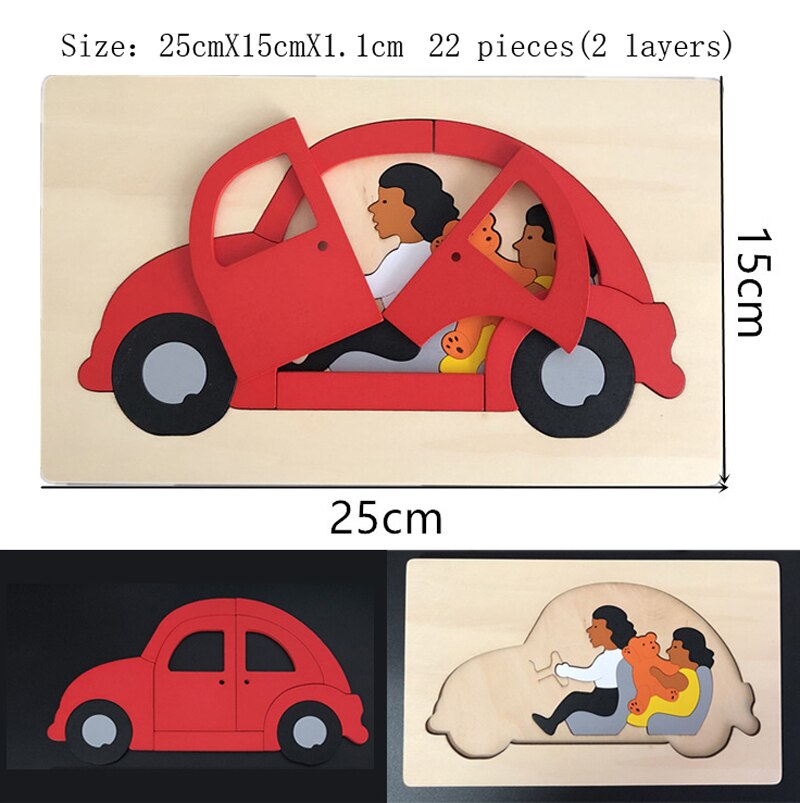 Creativo Fai Da Te A Più Strati Bambini di Assemblaggio Jigsaw Puzzle Educativi Strumenti di Apprendimento di Legno 3d Puzzle Giocattoli Del Bambino Del Fumetto Dei Capretti N027