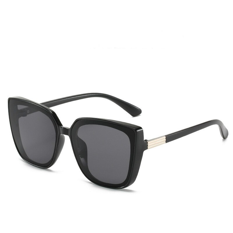 Heren dames temperament all-match zonnebril groot montuur zonnebril ster vierkante zonnebril dames  uv400: Zwart