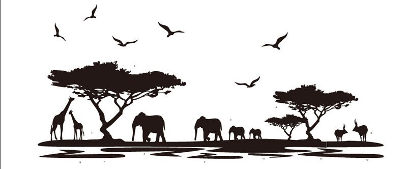 1pc African Animals Wall Sticker Removable Wall Stickers Art Decals Mural Room Decor Nursery Removable Wallpaper Bedroom Decor