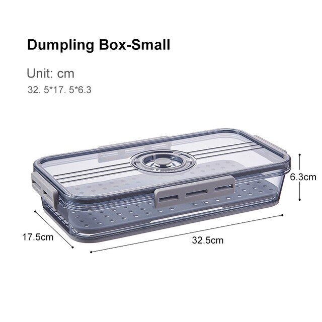 Organizador para nevera, contenedor de almacenamiento con tapa de la Caja, despensa de alimentos gruesa, herramientas, 1 Uds.: Dumpling Box-S-G