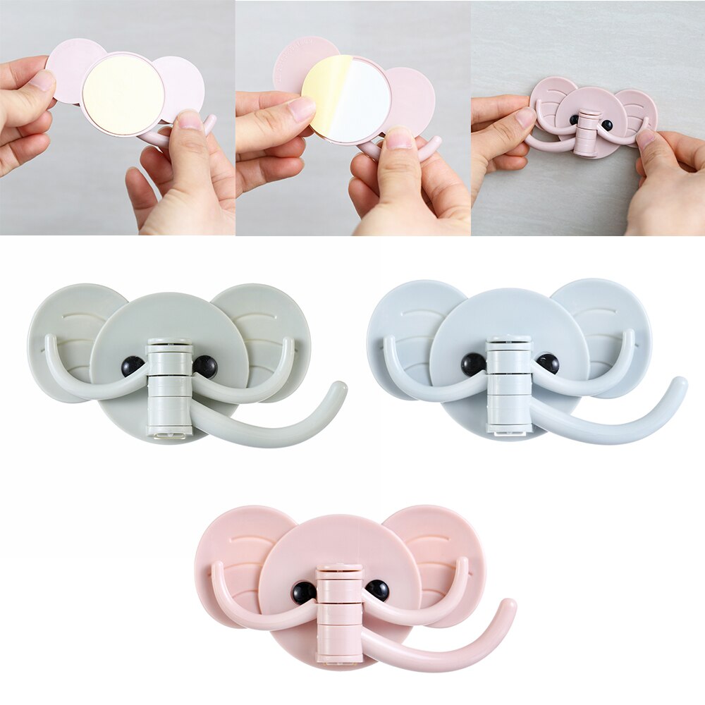 Rotary Elephant Traceless Sticking Hook Towel Storage Rack Seamless Adhesive Hooks Wall Hanger Bathroom Kitchen Supplies