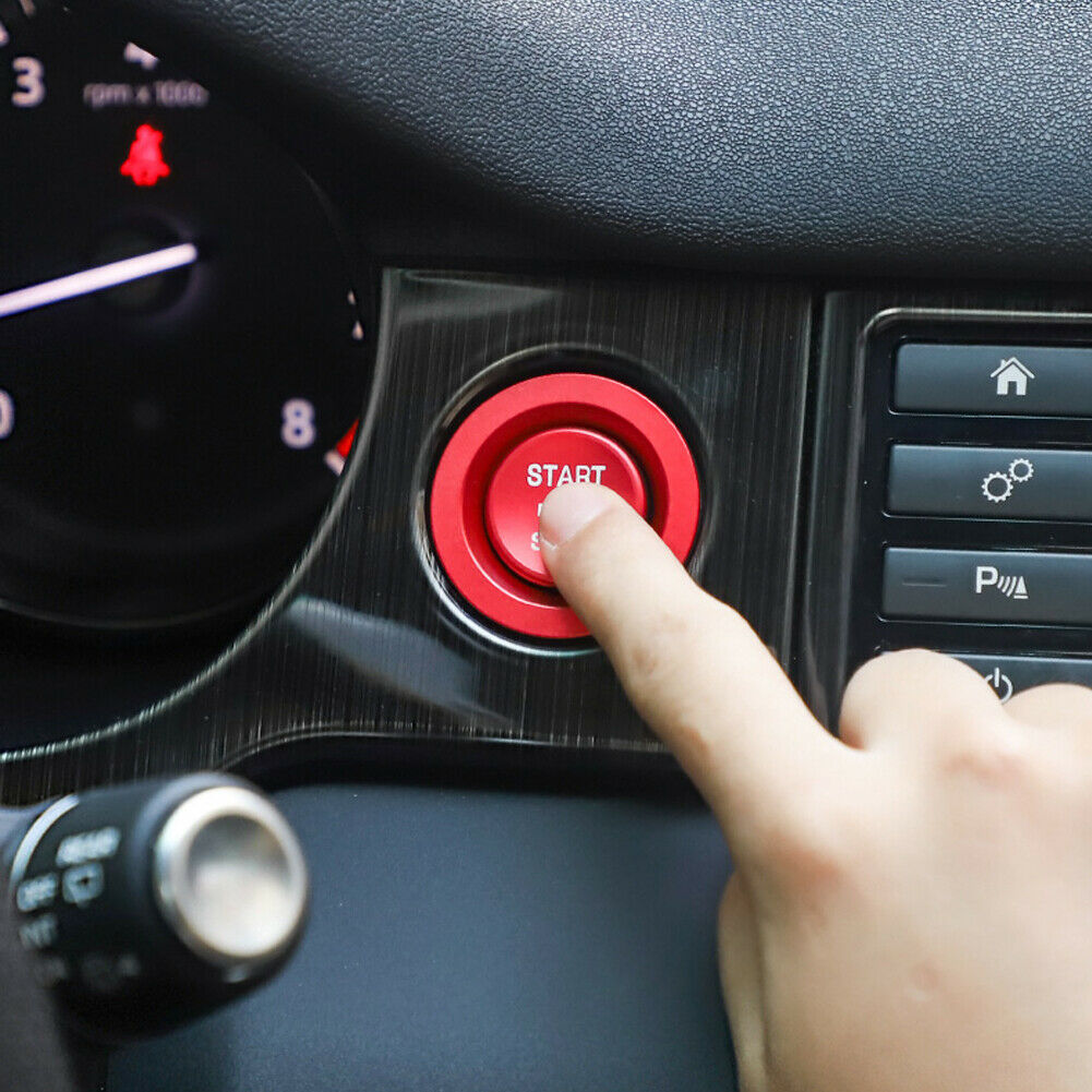 Aluminum Alloy Red Keyless Engine Push Start Button Cover Trim For Land Rover & Jaguar Ignition