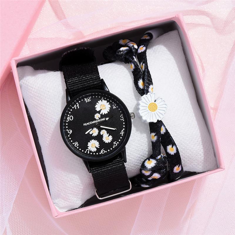 Kleine Daisy Armbanduhr Frauen Nylon Strap Kleid Quarzuhr Einfache Wilden Freundinnen Paar Uhr Geburtstag Frauen