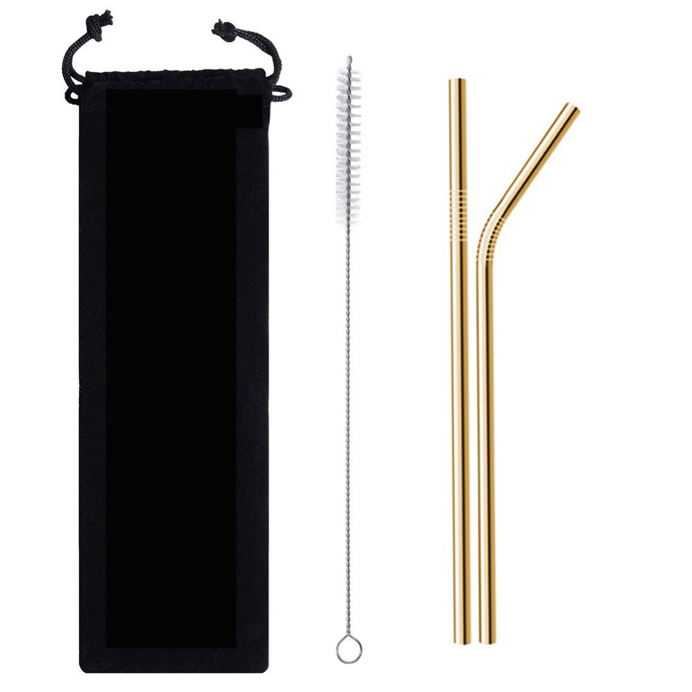 Reusable Drinking Straw Stainless Steel Straw for Bubble Tea Eco Friendly Drinking Straws for Drink Water Cappuccino Coffee: gold set